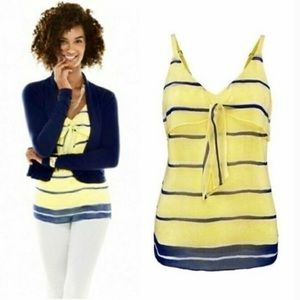 Cabi  Rivera Yellow Blue Striped Know Cami Top Size  Large
